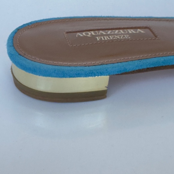 Aquazzura Blue Suede “Wild Thing” Flat Sandals, IT 40.5, Excellent Condition. - Picture 8 of 14